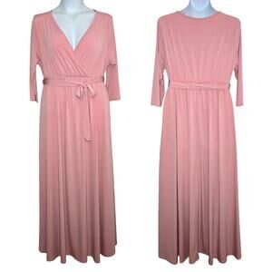 PinkBlush Pink Draped 3/4 Sleeve Maternity Maxi Dress Size 2XL